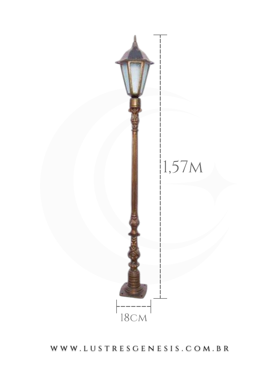 Poste de Iluminação externa Clássico Retro 1,57m estrutura robusta em alumínio fundido para jardim e fachada